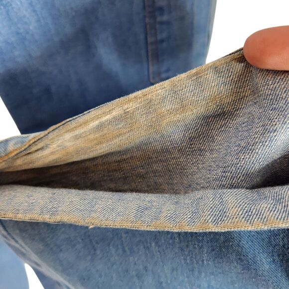 Vintage L'AVION Jeans Womens 31 Long Medium Blue Cargo Flare Hong Kong 28"‎ - Picture 12 of 15